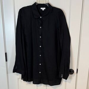 JJill Size XL Tall Black 100% Linen Button Front Shirt